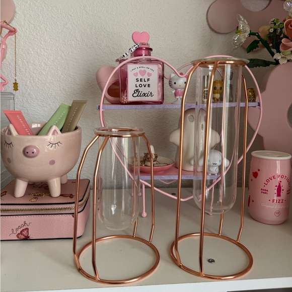 Rose Gold Tube Vase Set of 2 - Picture 2 of 5